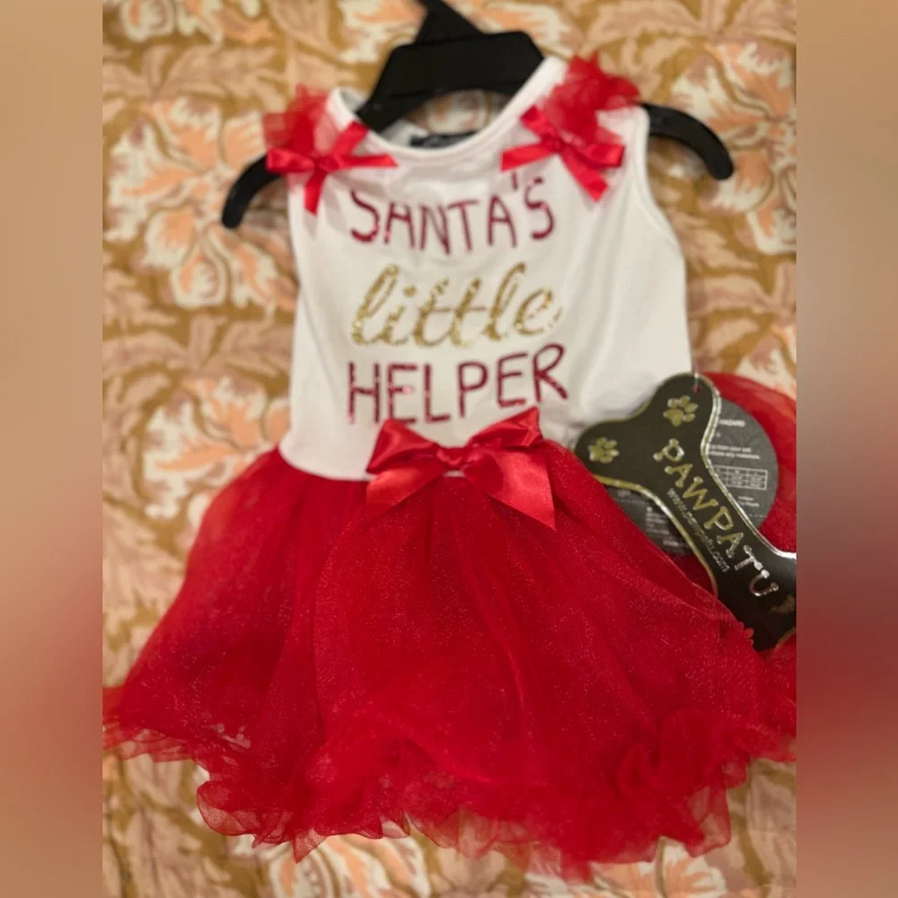 NWT “PAWPATU” ”Santa's Little Helper” Red Dress Sz M